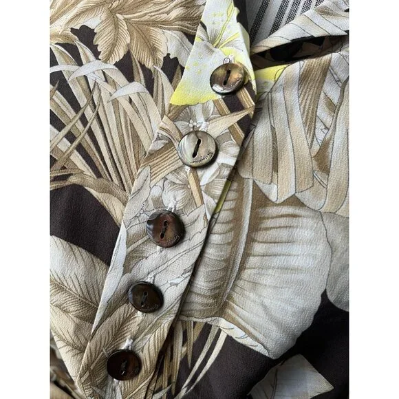 Salvatore Ferragamo Safari Logo Sheered Tan Brown Belted Maxi dress EEUC US14/42 - Picture 7 of 15